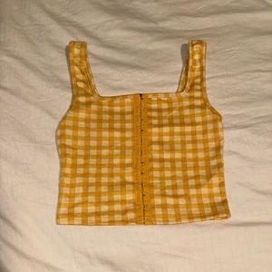 Checker pattern Caution to the Wind Yellow tank top